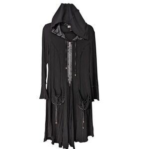 Joseph Ribkoff Long Zip Cardigan Black Sz 10 Whimsigoth Goth Grunge Festival